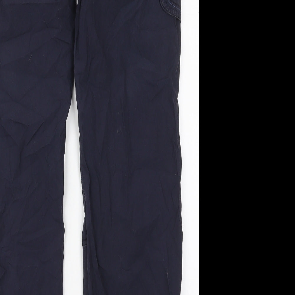 NEXT Womens Black  Cotton Cargo Trousers Size 12 L31 in Regular Drawstring