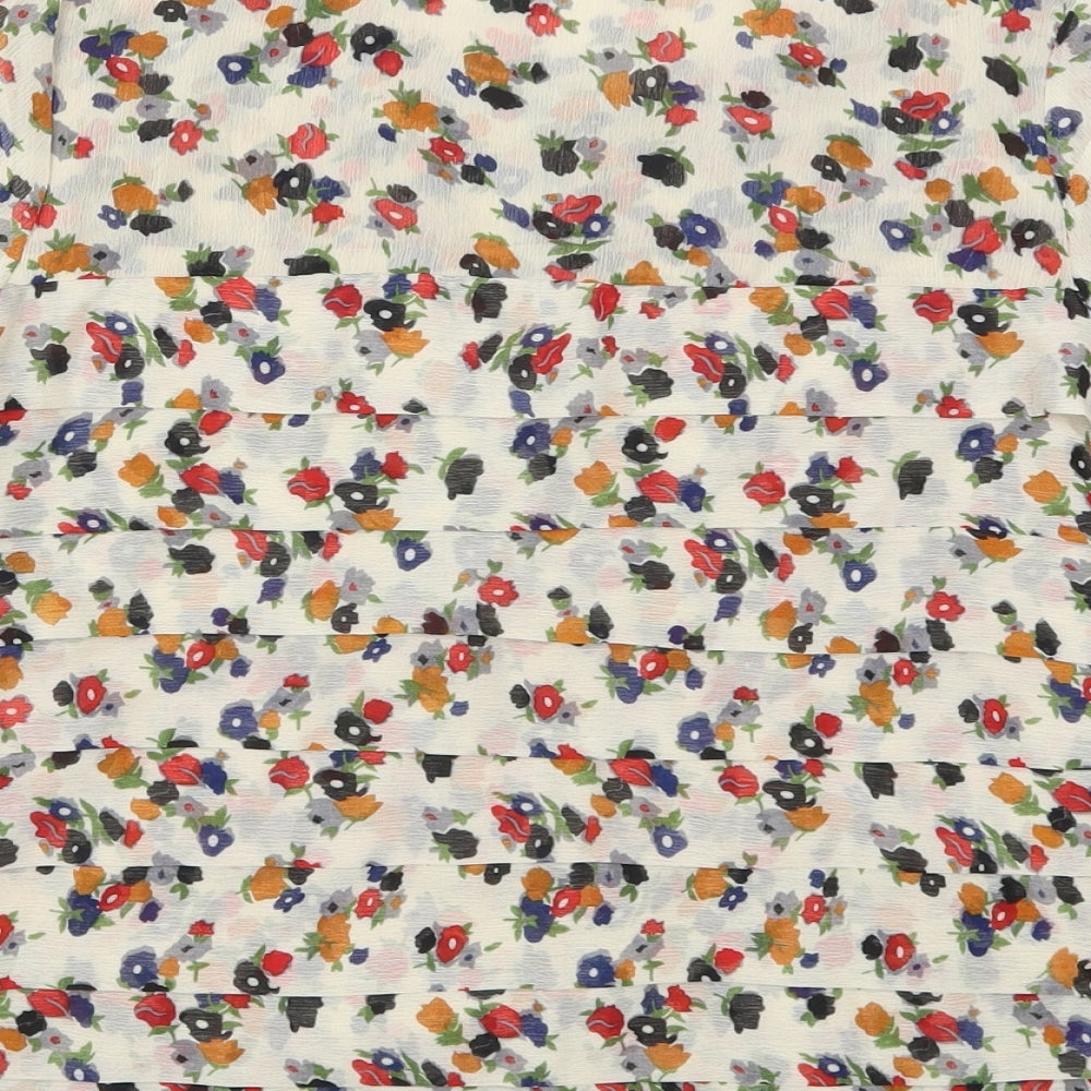 A Wear Womens Beige Floral Polyester Basic Blouse Size 14 Boat Neck