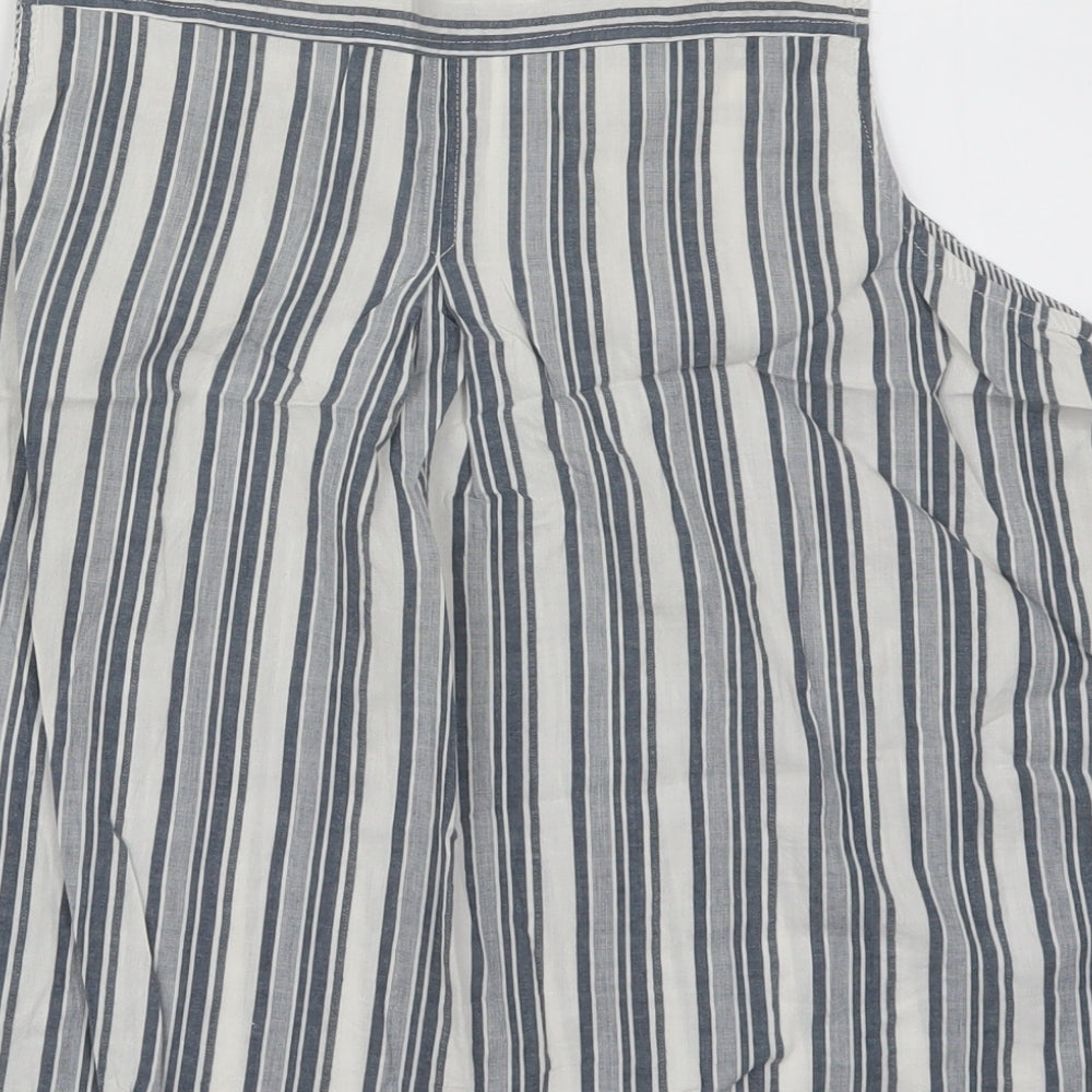 New Look Womens Grey Striped Cotton Basic Tank Size 16 Boat Neck