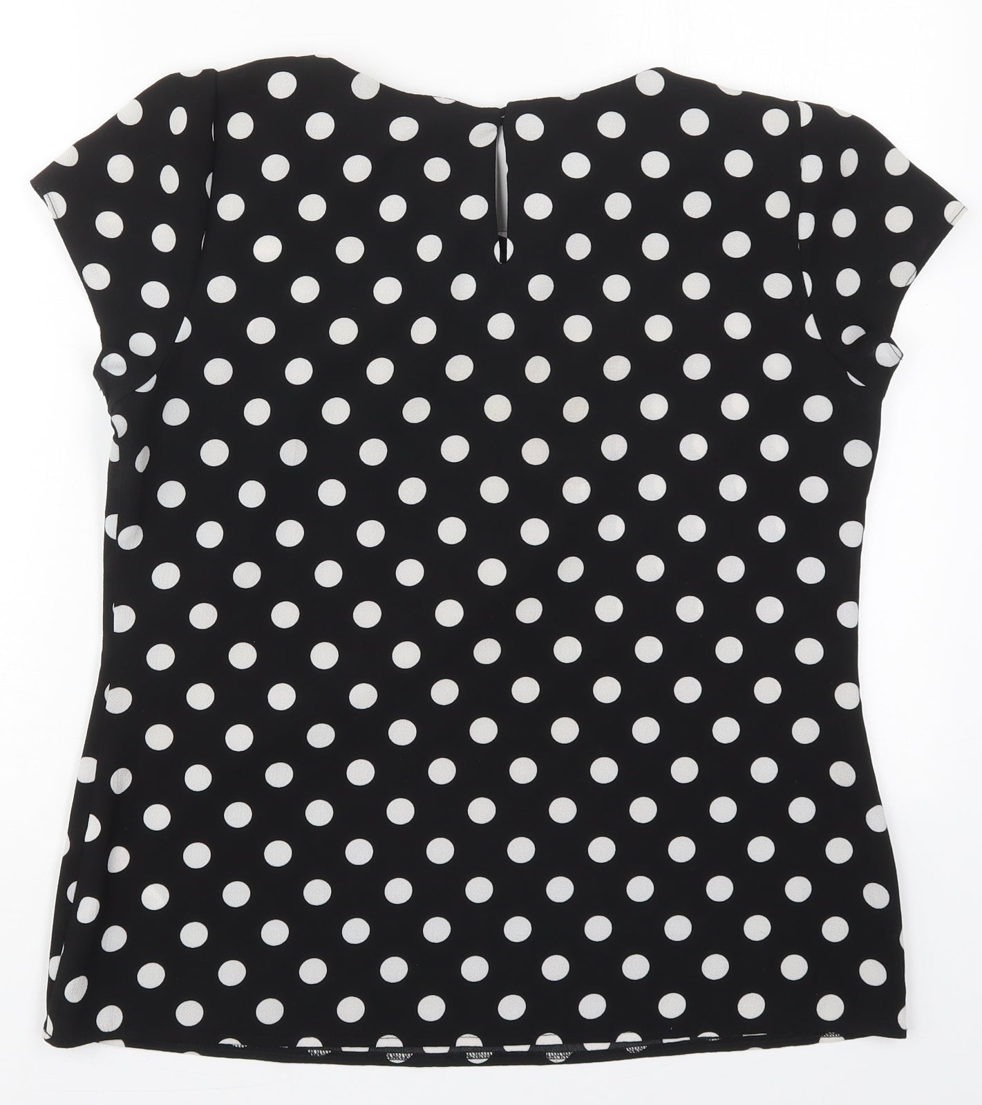 Wallis Womens Black Polka Dot Polyester Basic Blouse Size 12 Round Neck