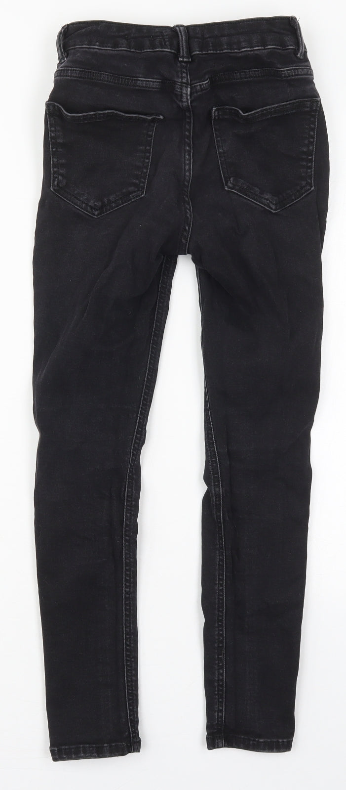 New Look Girls Black  Cotton Skinny Jeans Size 11 Years  Regular Button - Distressed Look