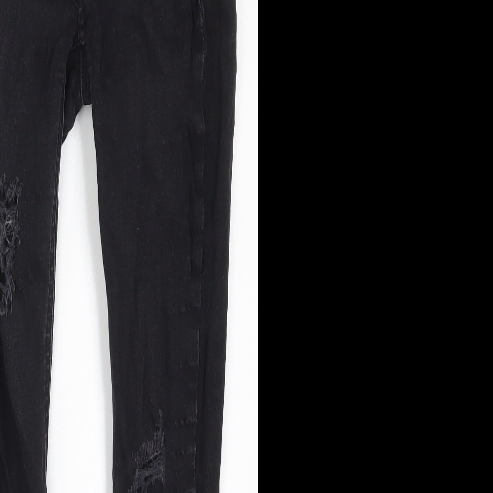 New Look Girls Black  Cotton Skinny Jeans Size 11 Years  Regular Button - Distressed Look