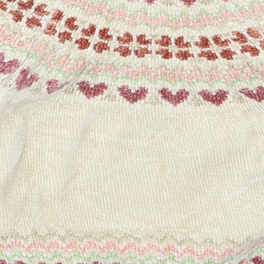 H&M Girls Beige Crew Neck Fair Isle Polyester Pullover Jumper Size 6-7 Years  Pullover - Hearts