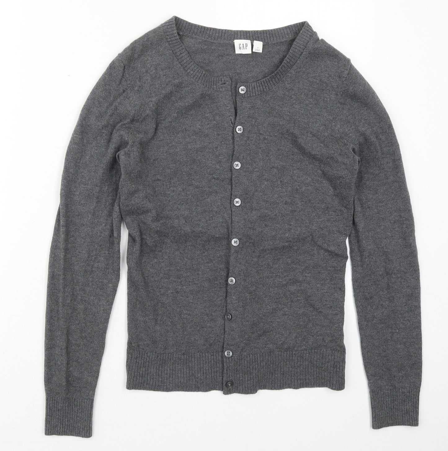 Gap Womens Grey Crew Neck  Cotton Cardigan Jumper Size S