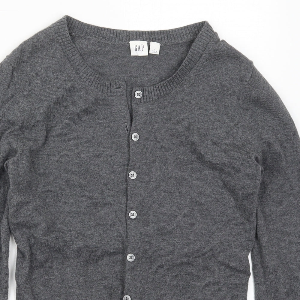 Gap Womens Grey Crew Neck  Cotton Cardigan Jumper Size S