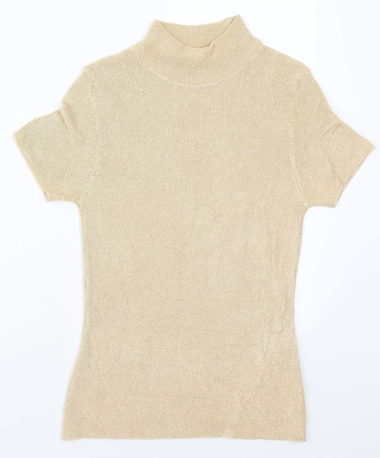 Marks and Spencer Womens Gold Crew Neck  Viscose Pullover Jumper Size 10