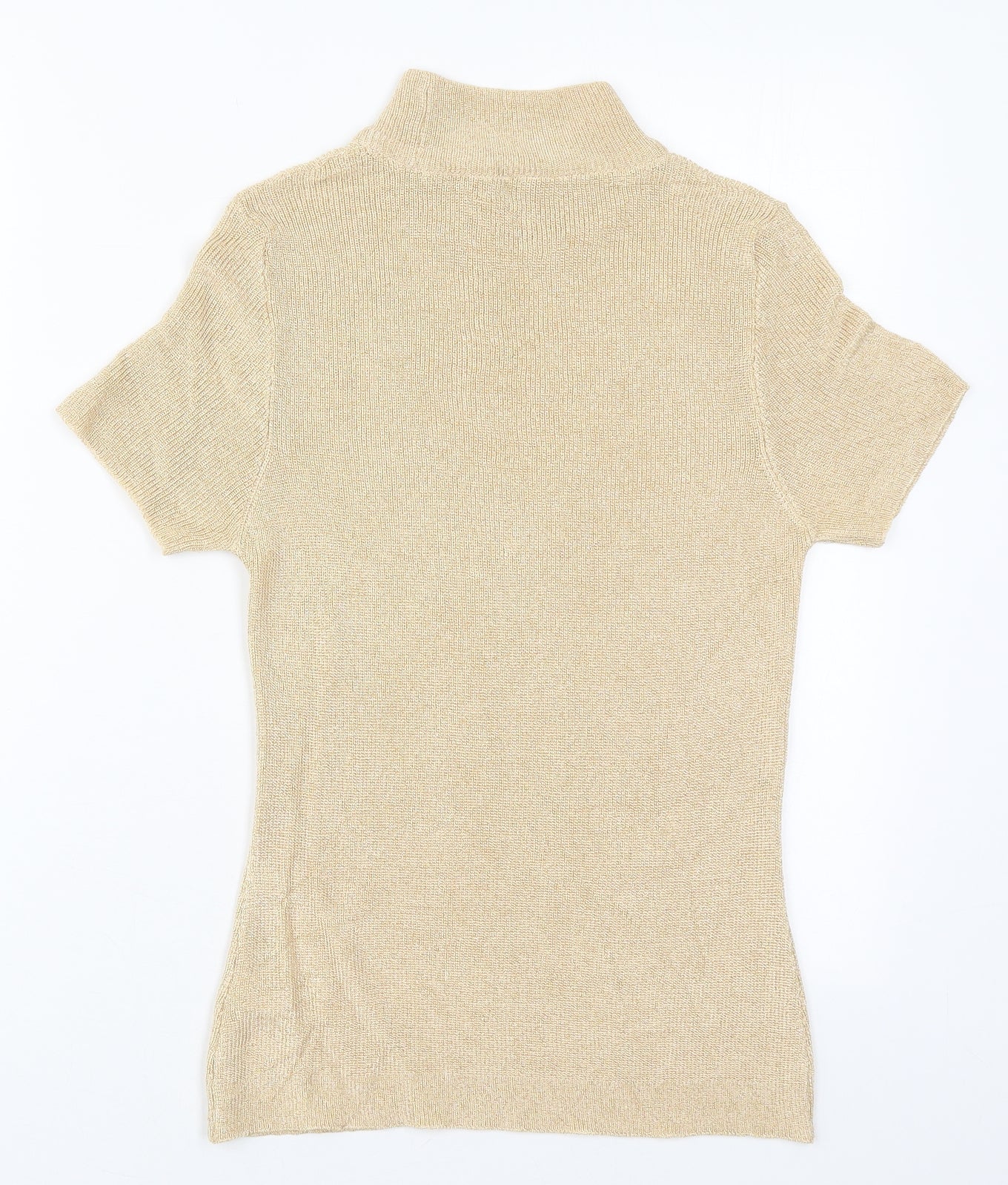 Marks and Spencer Womens Gold Crew Neck  Viscose Pullover Jumper Size 10