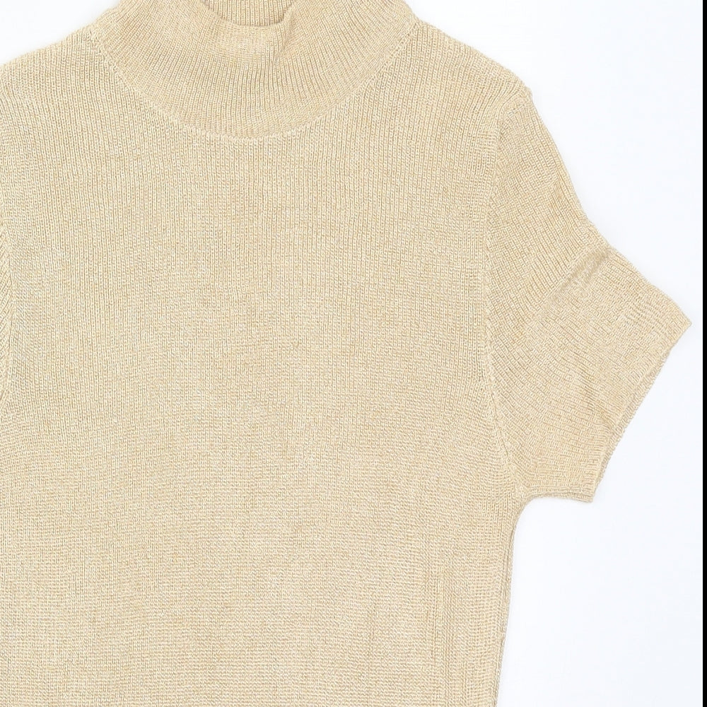 Marks and Spencer Womens Gold Crew Neck  Viscose Pullover Jumper Size 10
