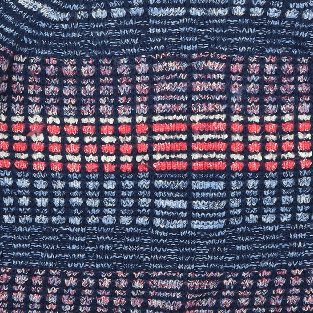 TU Womens Blue Round Neck Geometric Acrylic Pullover Jumper Size 16   - Pink