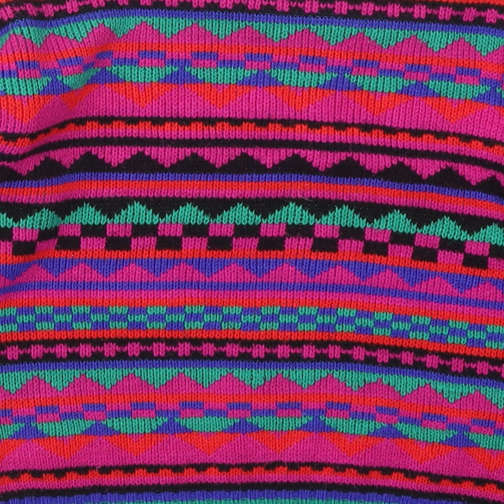 Clothkits Designs Girls Pink Crew Neck Geometric Acrylic Pullover Jumper Size 8-9 Years  Pullover