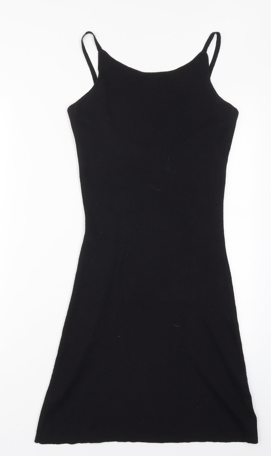 Topshop Womens Black  Acrylic Tank Dress  Size 12  Scoop Neck Pullover