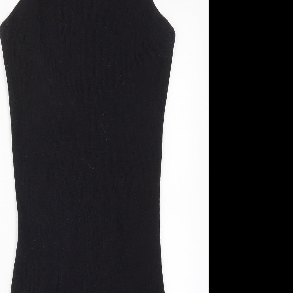 Topshop Womens Black  Acrylic Tank Dress  Size 12  Scoop Neck Pullover
