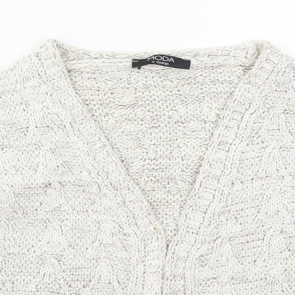 George Womens Ivory V-Neck  Cotton Cardigan Jumper Size 10