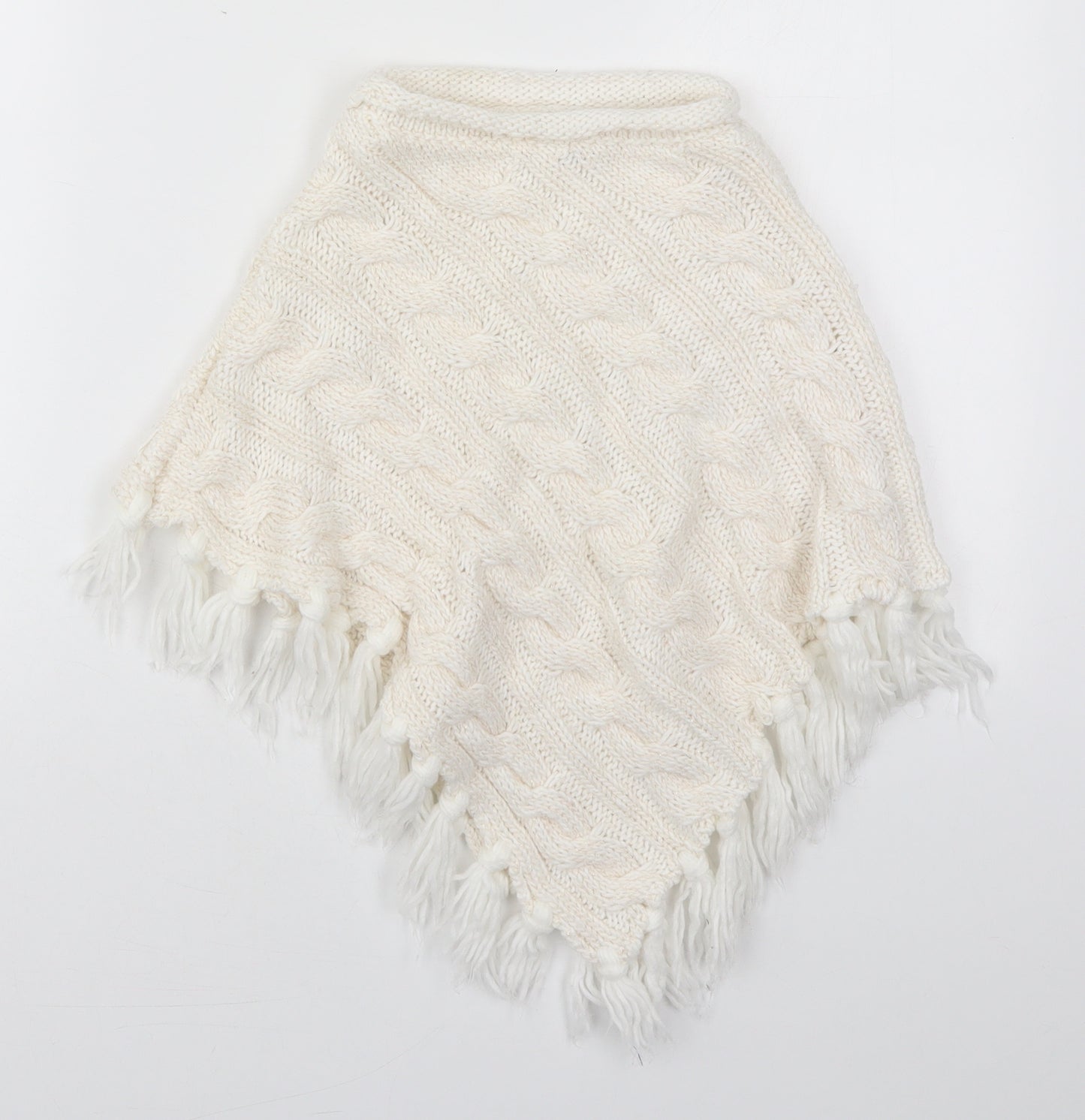 TU Girls White   Jacket Poncho One Size  Pullover