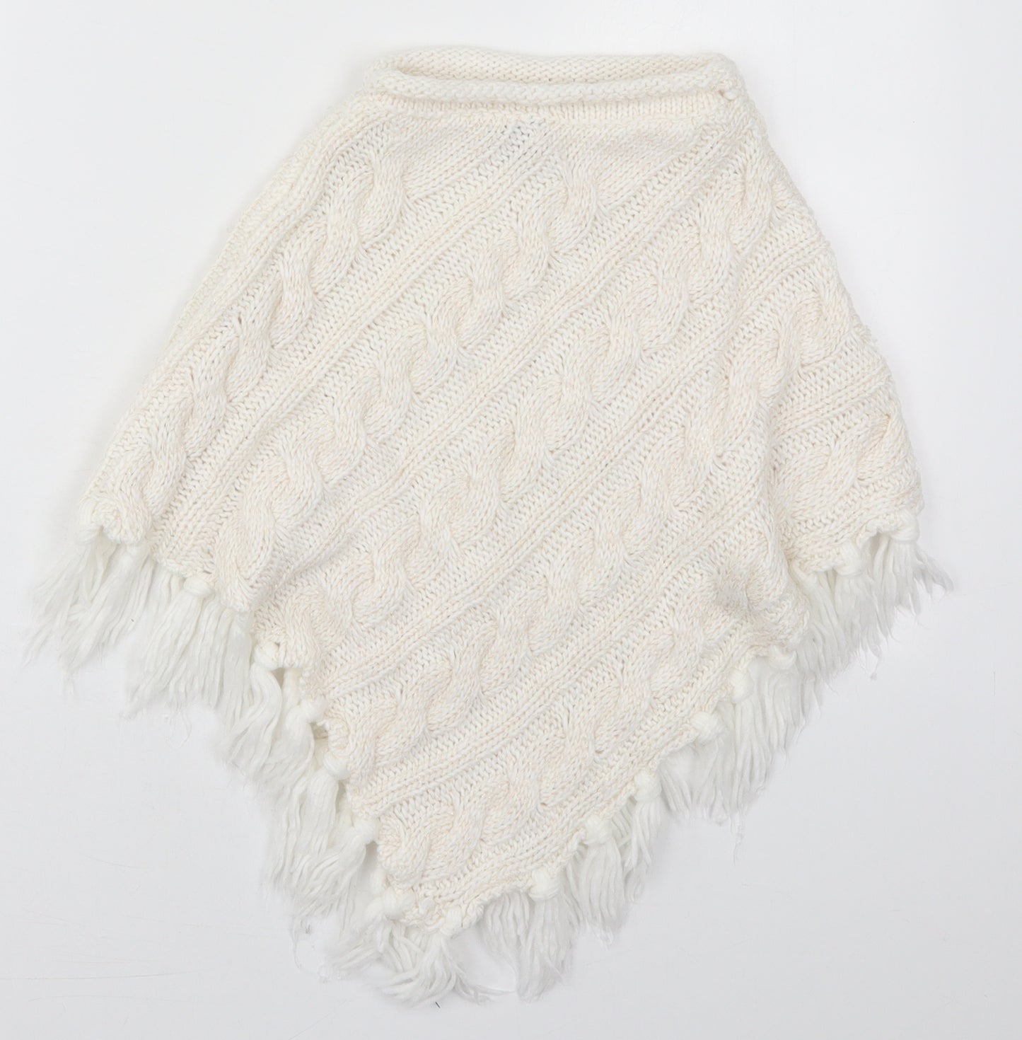 TU Girls White   Jacket Poncho One Size  Pullover