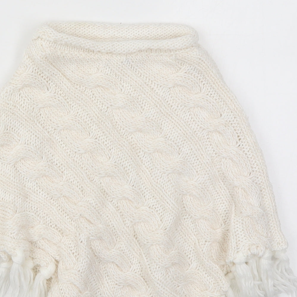 TU Girls White   Jacket Poncho One Size  Pullover