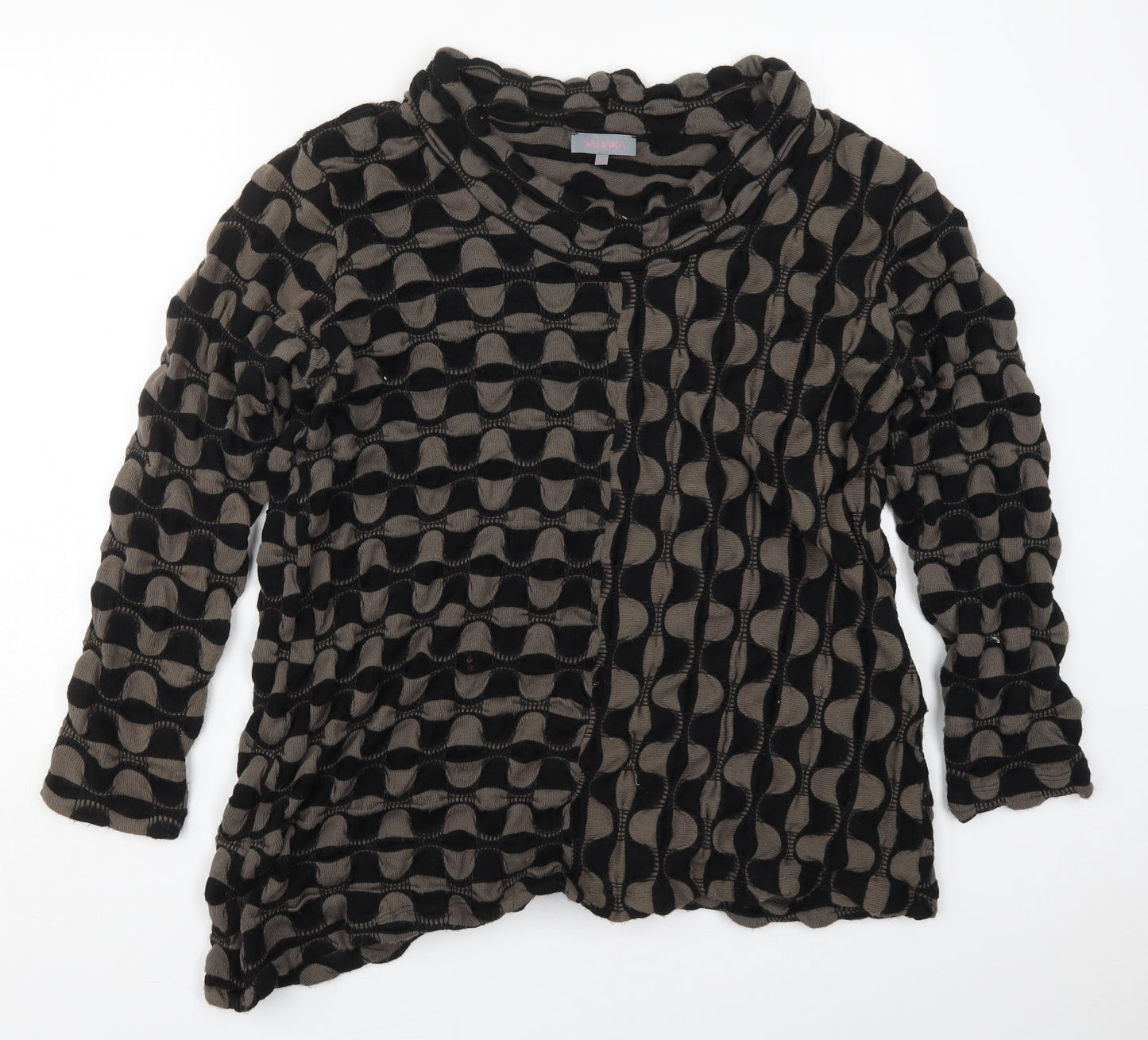 Sahara Womens Black Round Neck Geometric Acrylic Pullover Jumper Size M