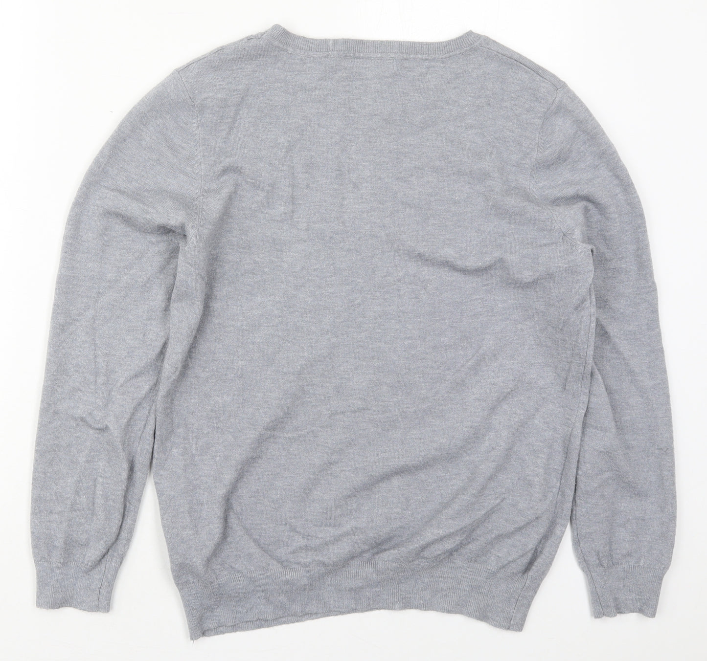 Marks and Spencer Womens Grey Crew Neck  Acrylic Pullover Jumper Size 14   - Stars