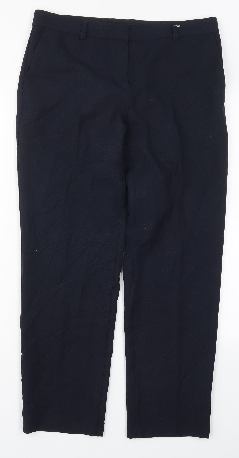 Marks and Spencer Womens Blue  Polyester Trousers  Size 12 L27.5 in Regular Hook & Eye