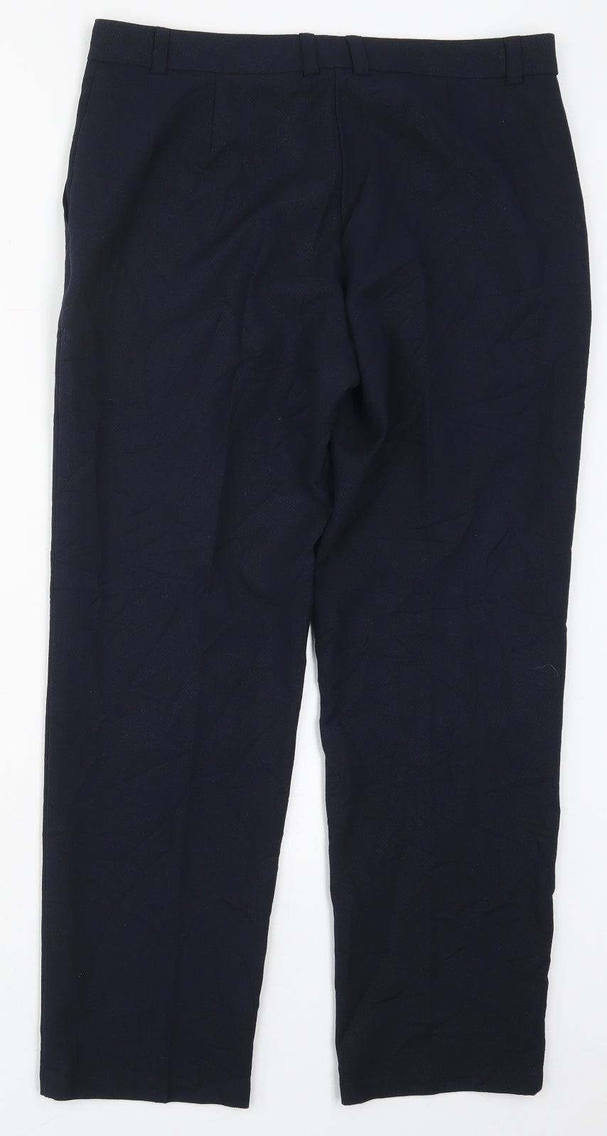 Marks and Spencer Womens Blue  Polyester Trousers  Size 12 L27.5 in Regular Hook & Eye