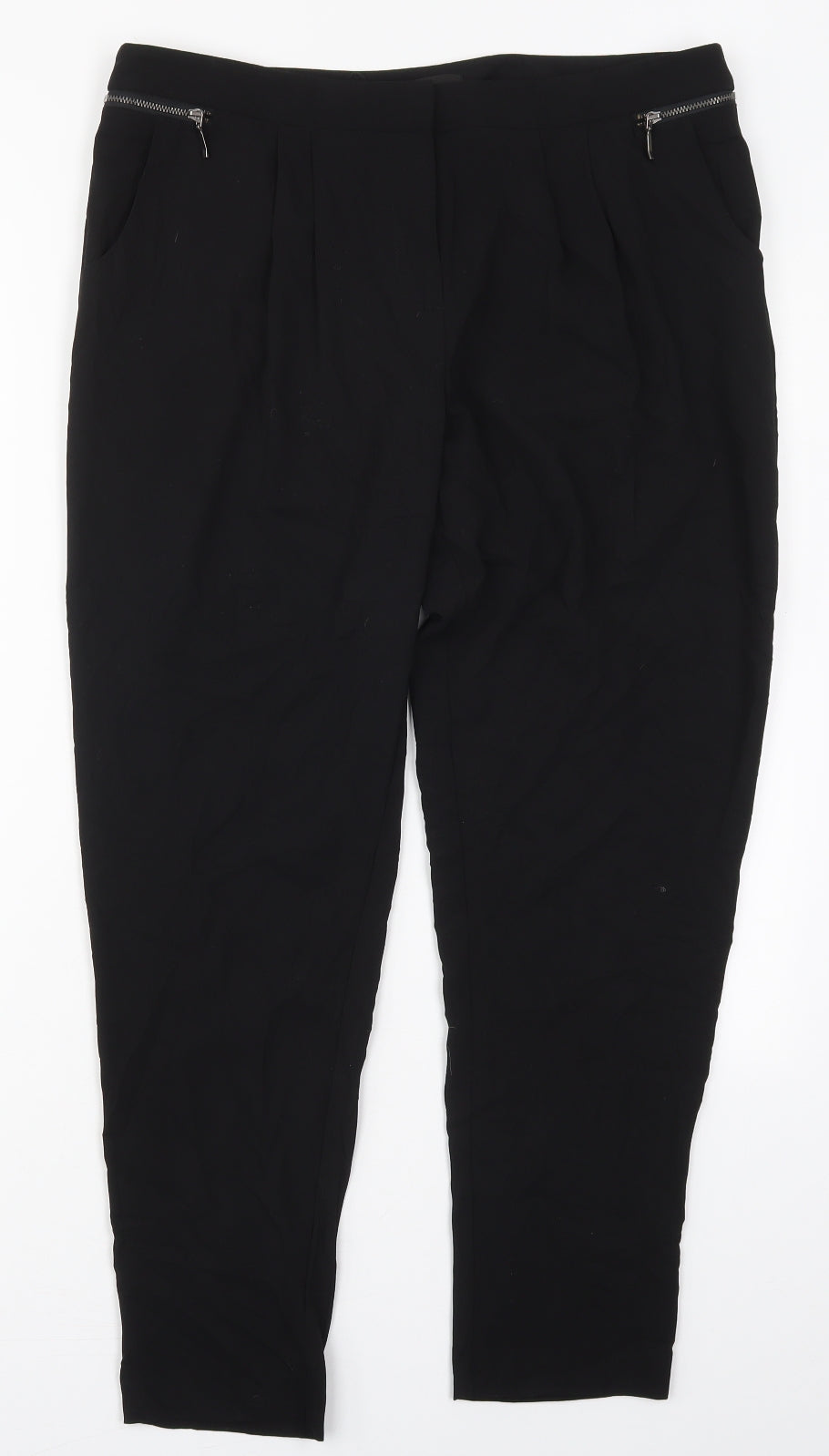 George Womens Black  Polyester Trousers  Size 14 L28 in Regular Hook & Eye