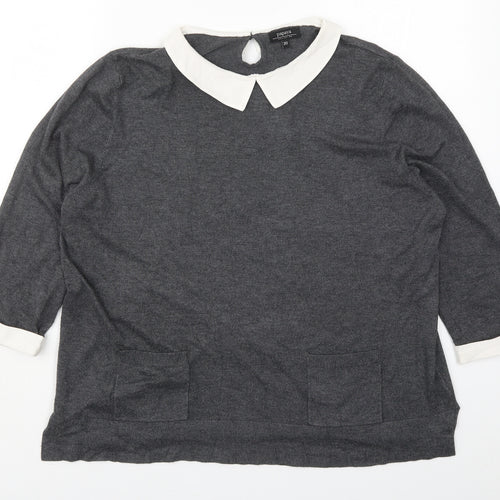 Papaya Womens Grey Collared  Viscose Pullover Jumper Size 20