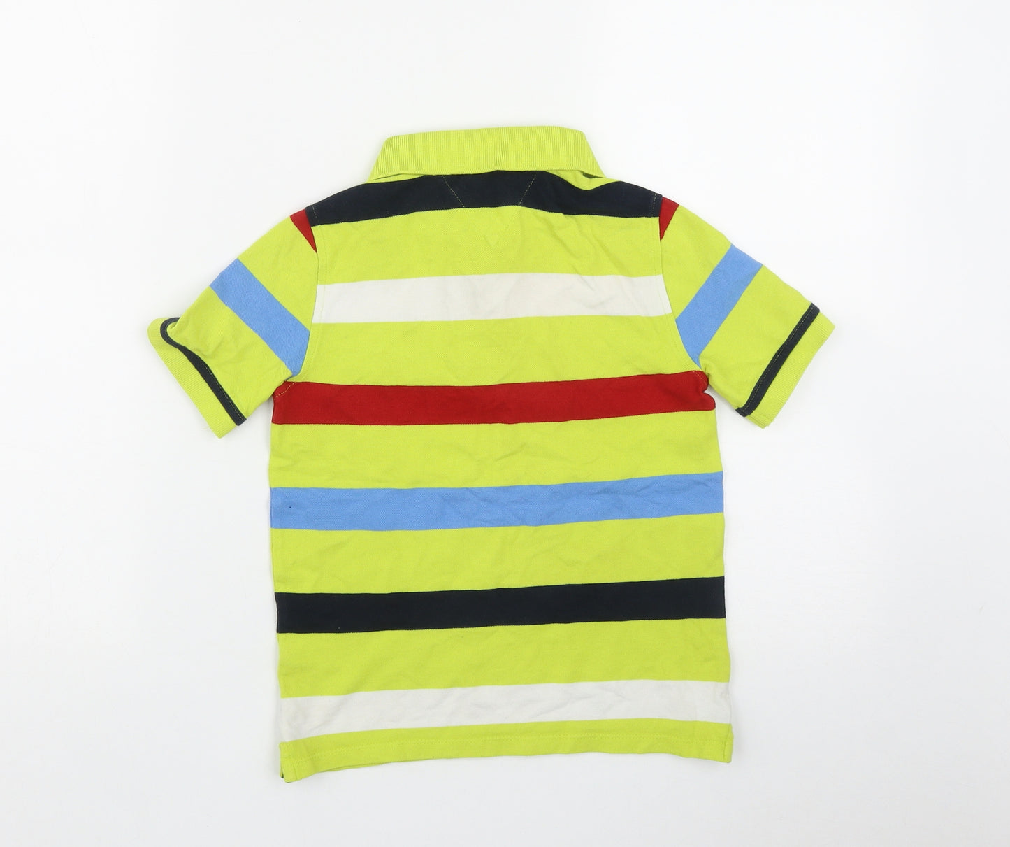 Tommy Hilfiger Boys Green Striped Cotton Basic Polo Size 8-9 Years Collared