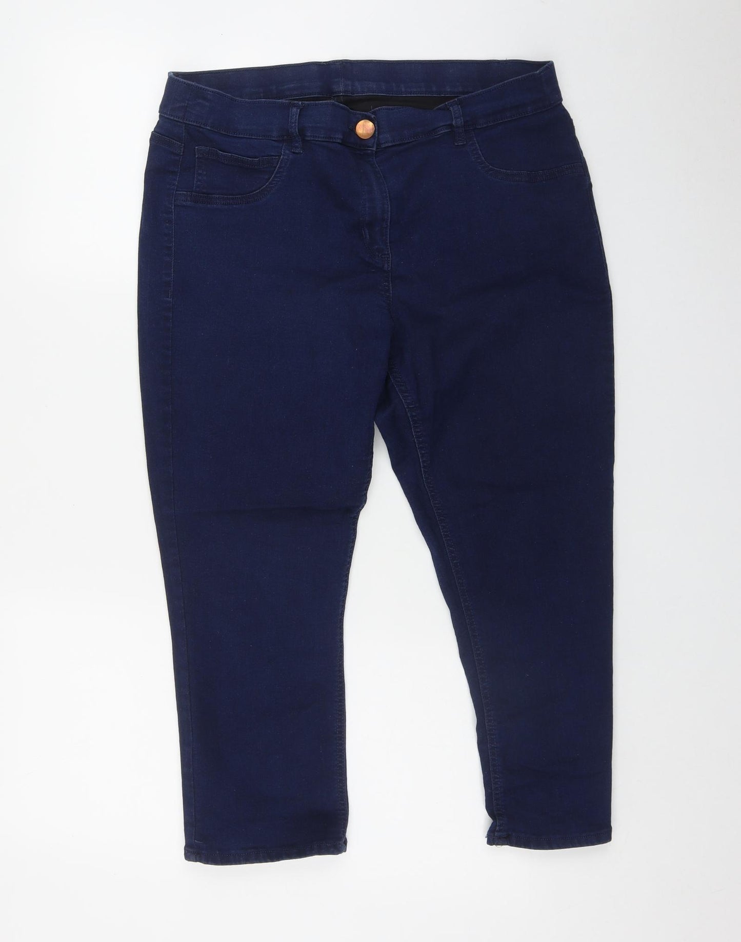 George Womens Blue  Cotton Capri Jeans Size L L22 in Regular Button