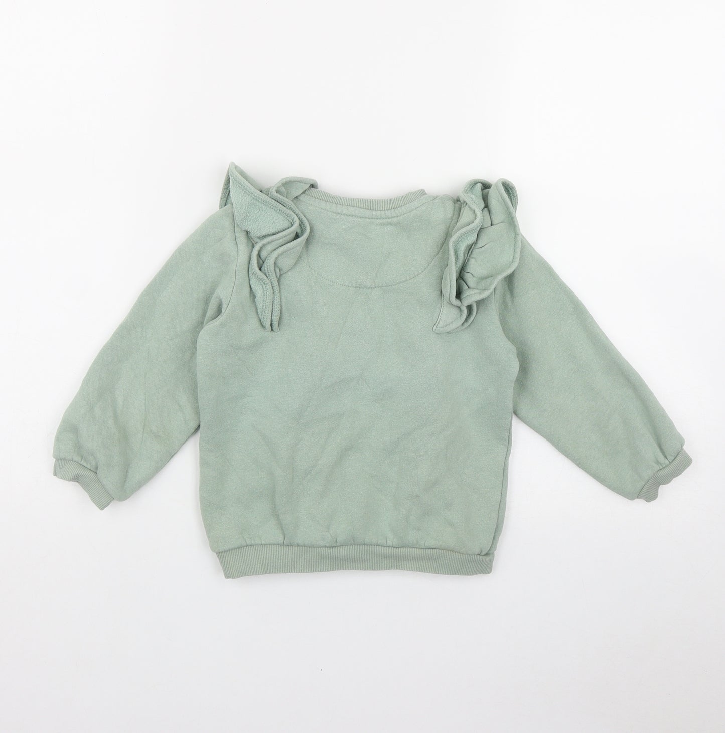 F&F Girls Green  Cotton Pullover Sweatshirt Size 3-4 Years