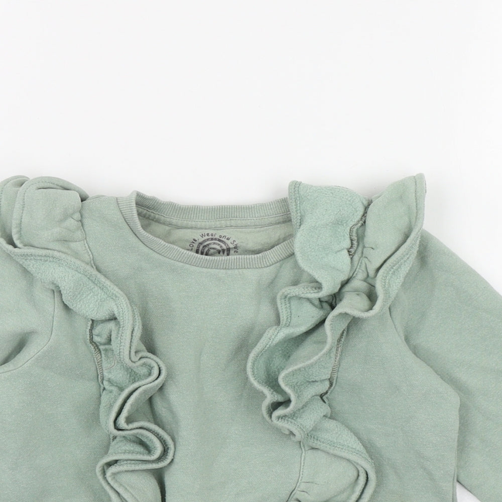F&F Girls Green  Cotton Pullover Sweatshirt Size 3-4 Years