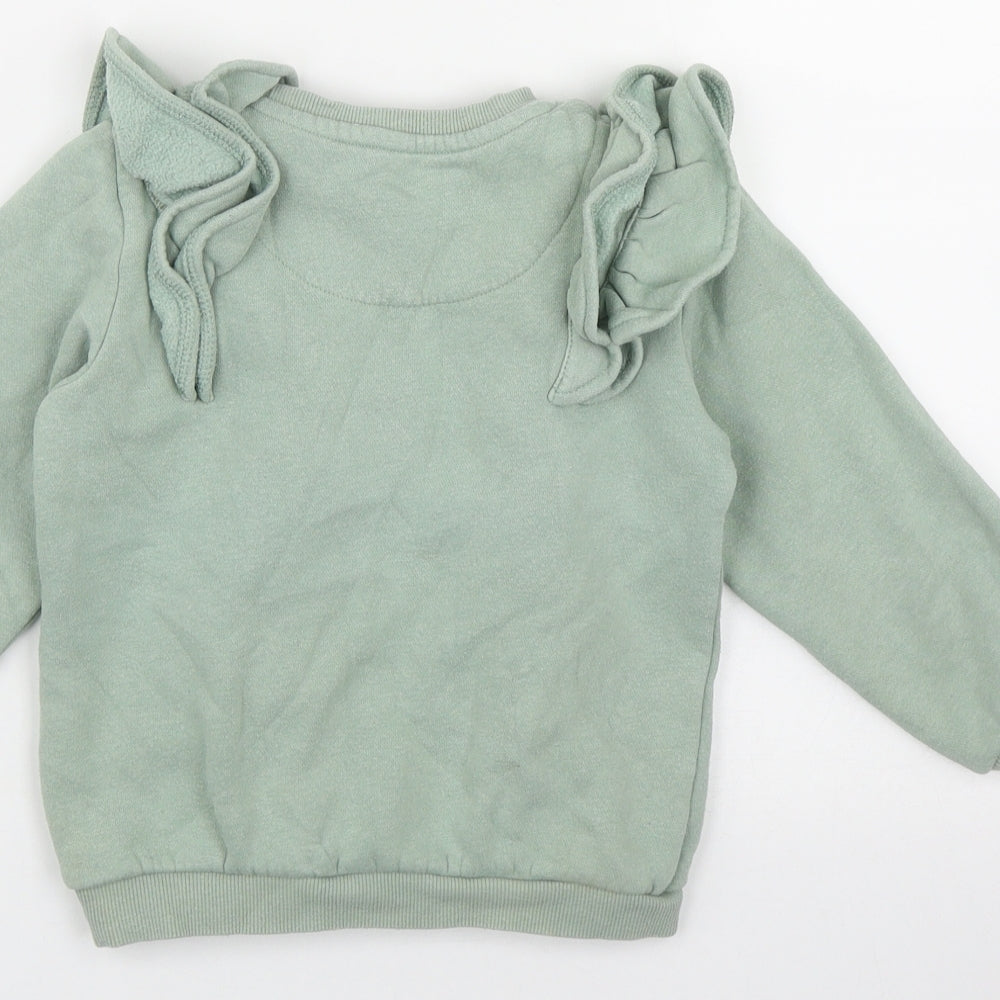 F&F Girls Green  Cotton Pullover Sweatshirt Size 3-4 Years
