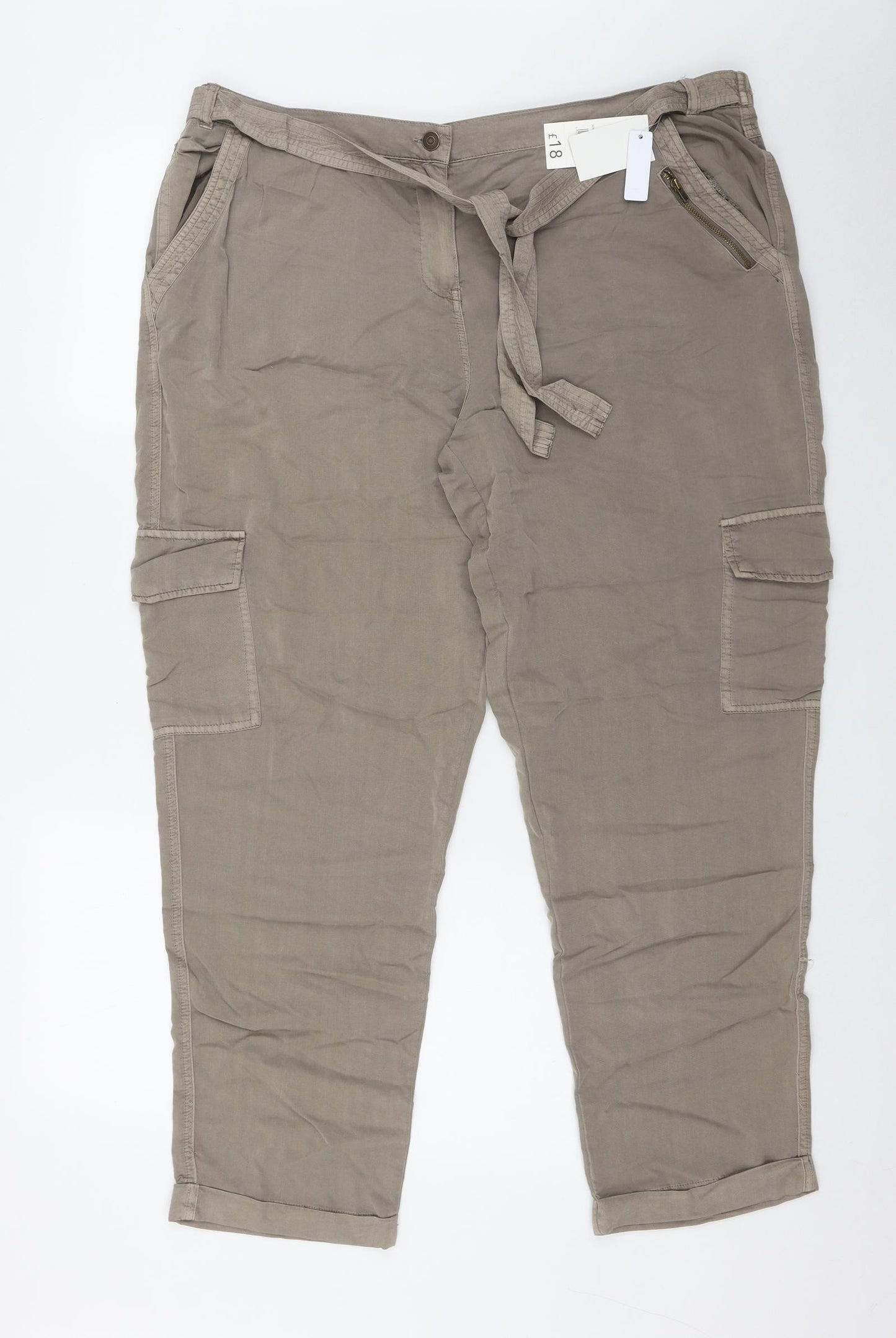 George Womens Brown  Viscose Cargo Trousers Size 20 L29 in Regular Button