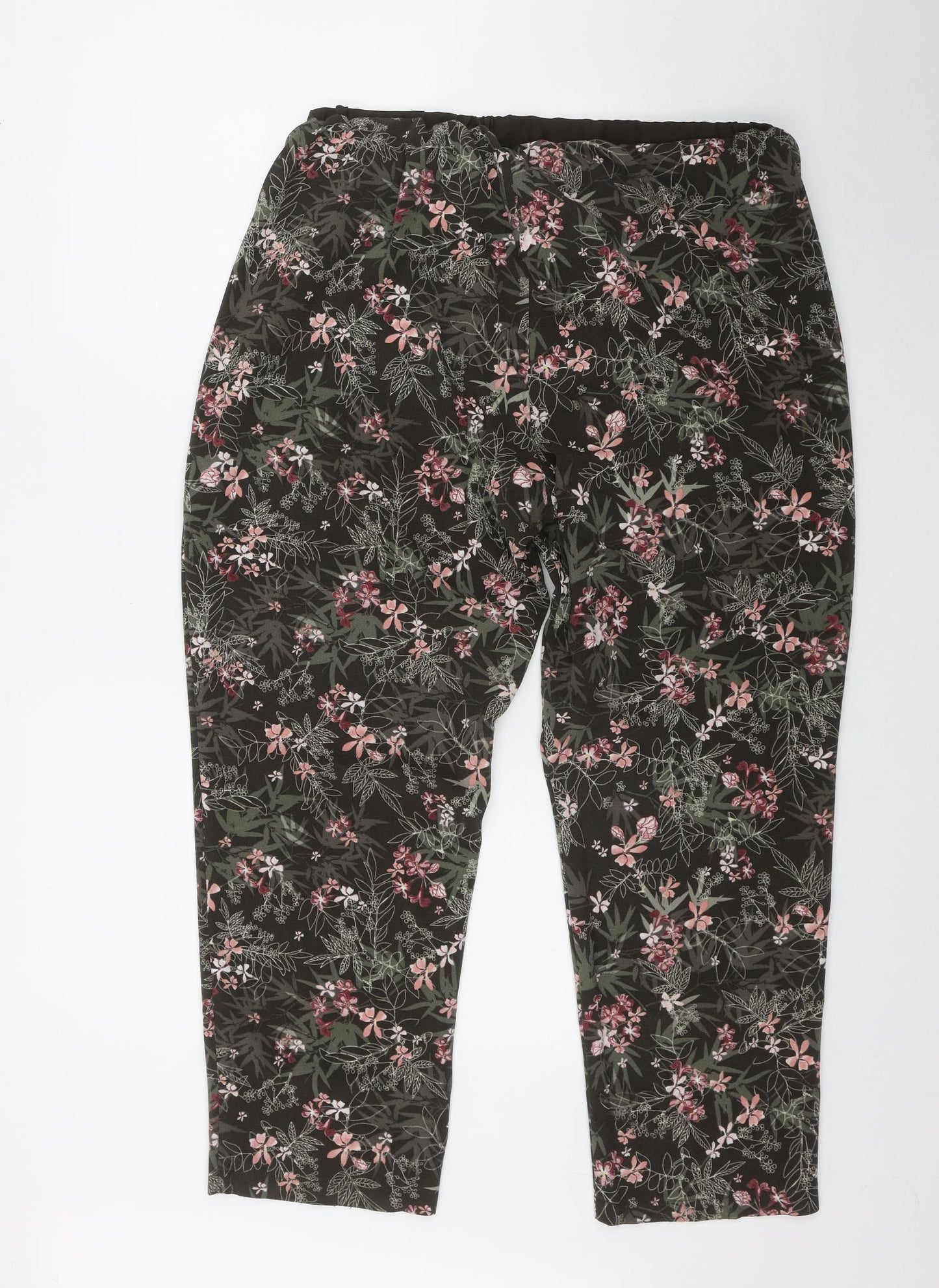 George Womens Brown Floral Polyester Jogger Trousers Size 20 L28 in Regular
