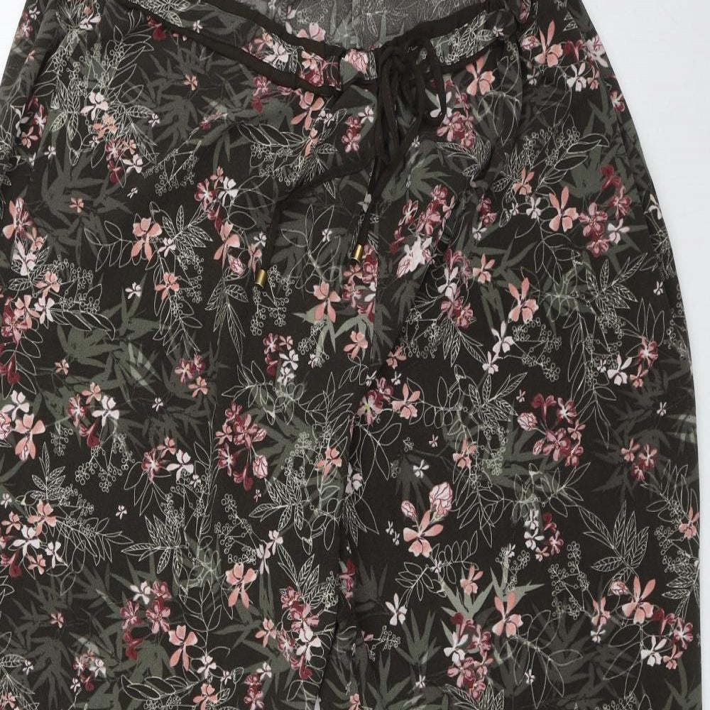 George Womens Brown Floral Polyester Jogger Trousers Size 20 L28 in Regular