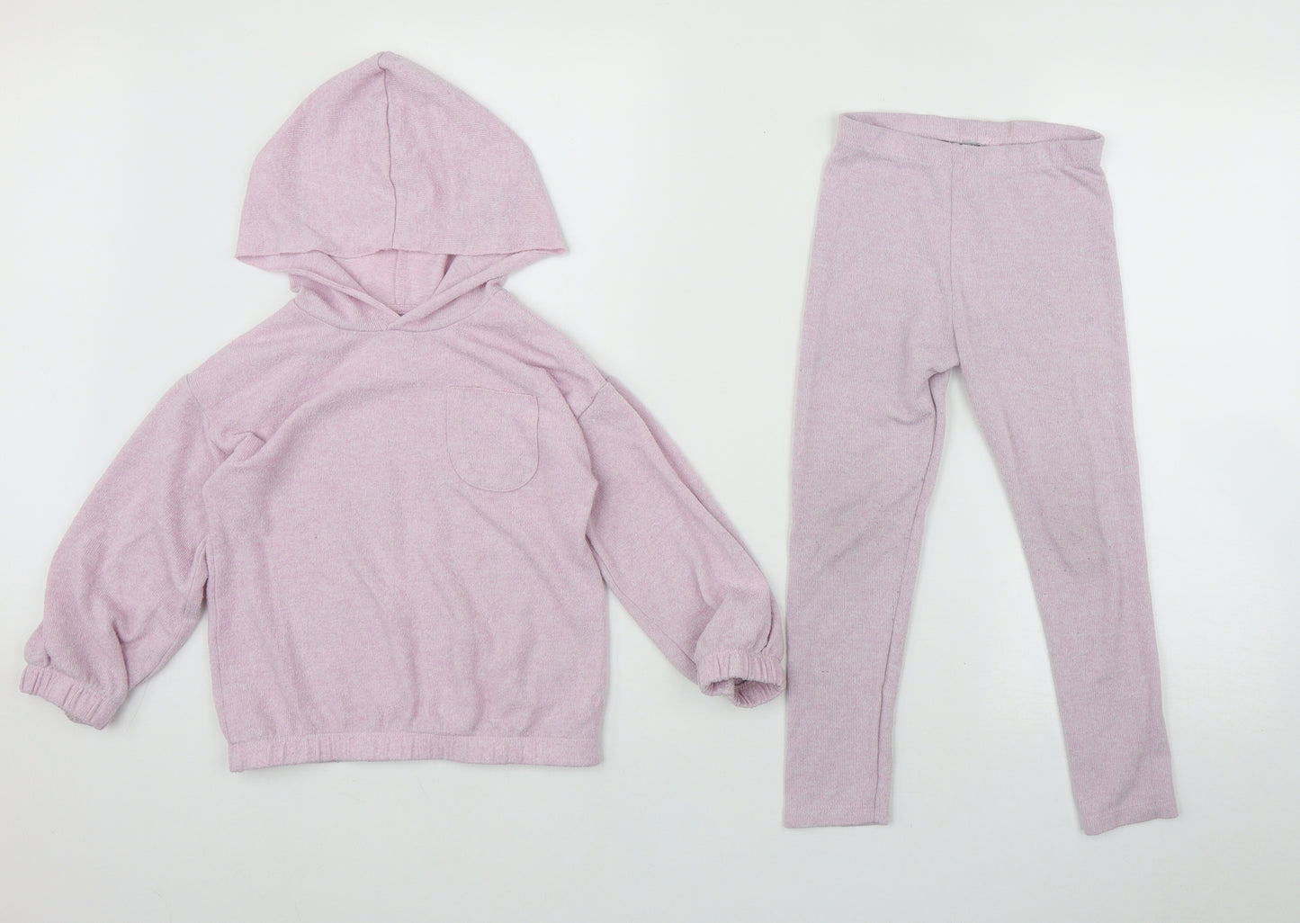 Preworn Girls Pink  Polyester Top Lounge Set Size 4-5 Years