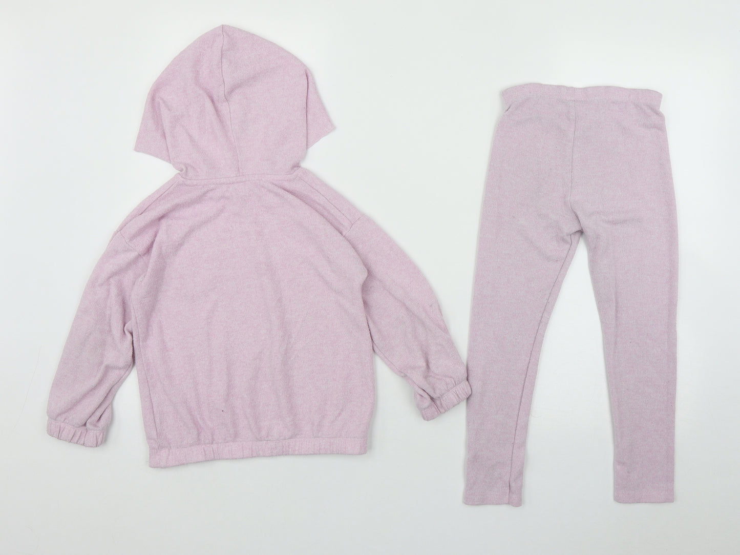 Preworn Girls Pink  Polyester Top Lounge Set Size 4-5 Years