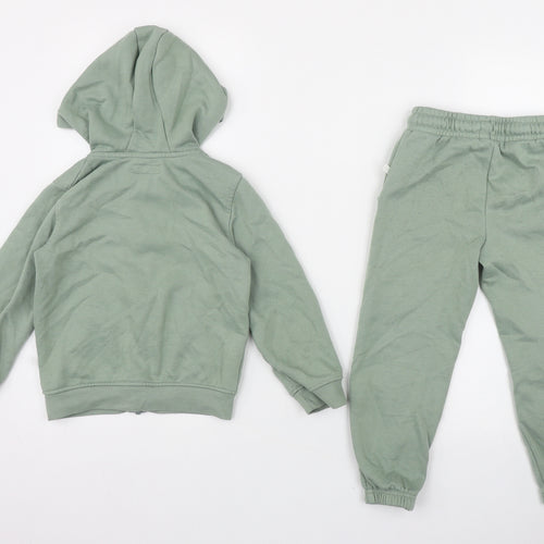 Primark Girls Green  Cotton Top Lounge Set Size 4-5 Years  Zip