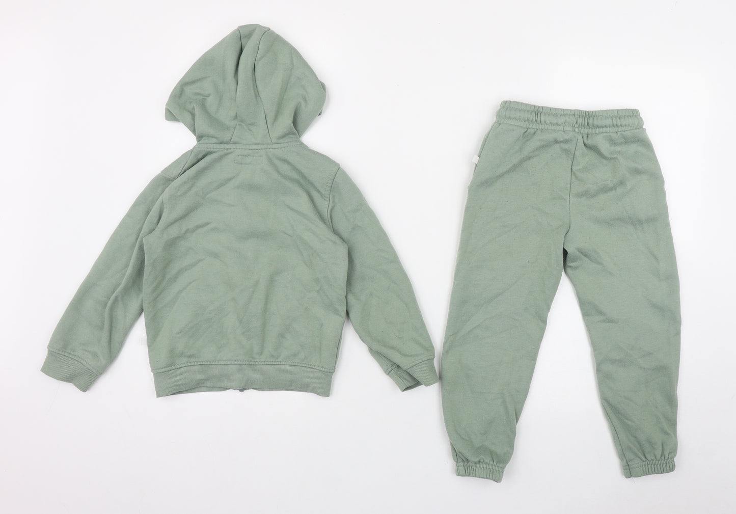 Primark Girls Green  Cotton Top Lounge Set Size 4-5 Years  Zip