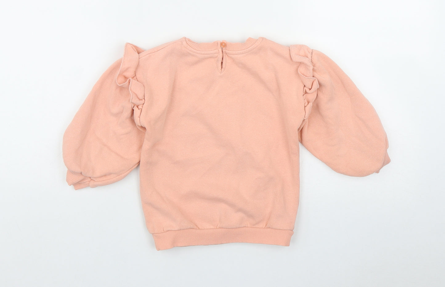 Matalan Girls Pink  Cotton Pullover Sweatshirt Size 3-4 Years  Button - 'Stay wild change the world'