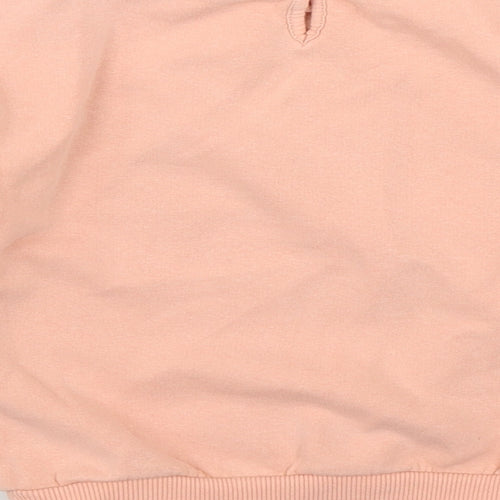 Matalan Girls Pink  Cotton Pullover Sweatshirt Size 3-4 Years  Button - 'Stay wild change the world'