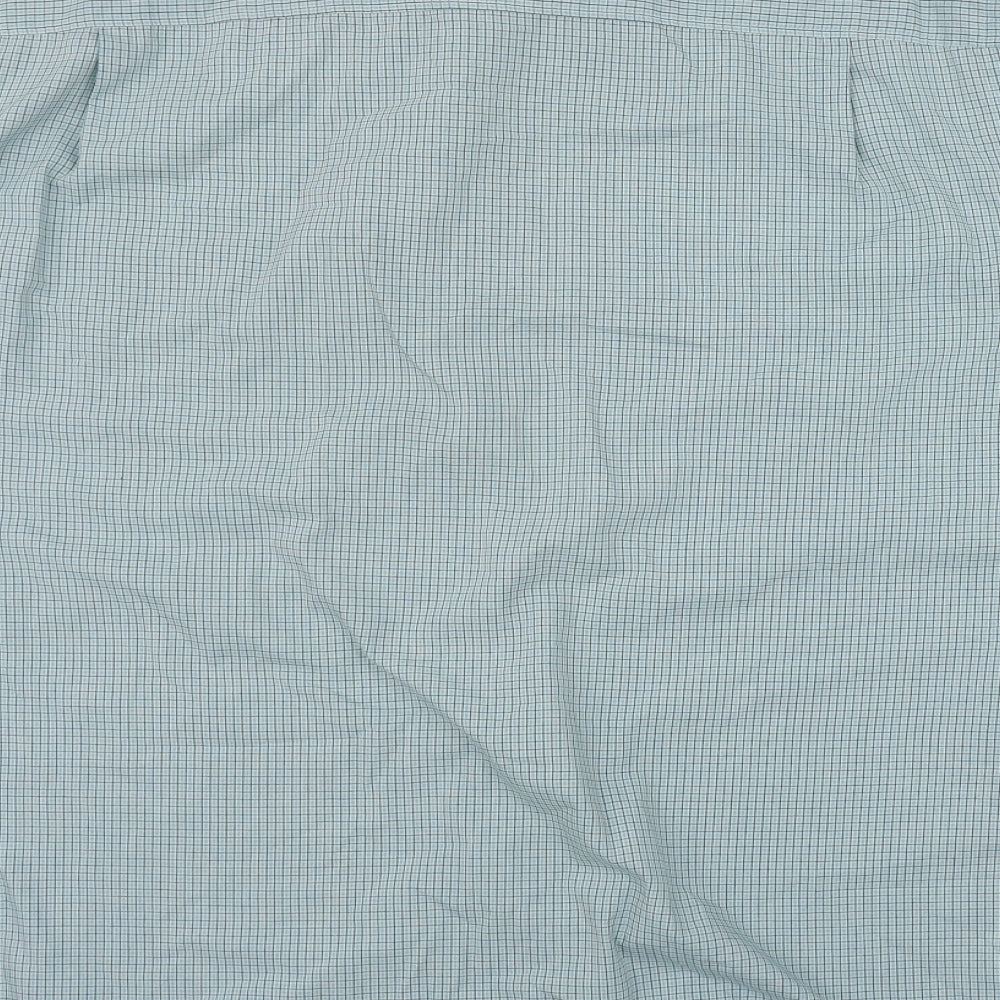 Marks and Spencer Mens Green Plaid Polyester  Button-Up Size L Collared Button