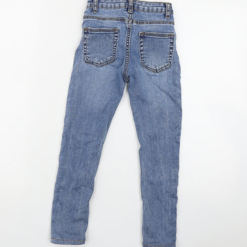 Denim & Co. Girls Blue  Cotton Skinny Jeans Size 6-7 Years  Regular Button