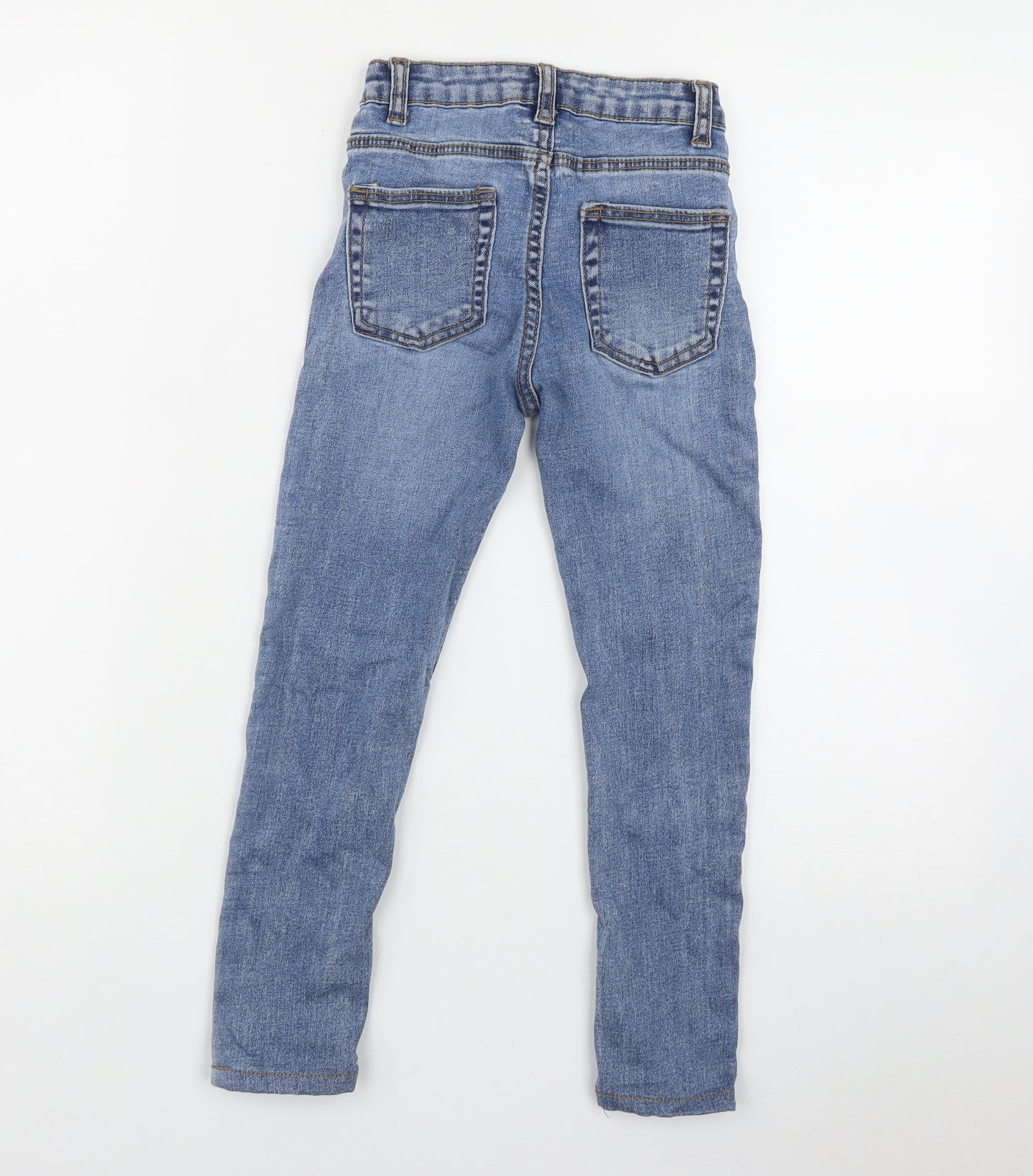 Denim & Co. Girls Blue  Cotton Skinny Jeans Size 6-7 Years  Regular Button