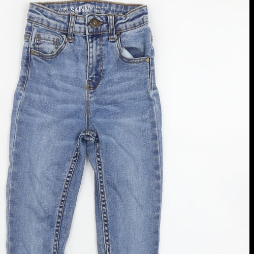 Denim & Co. Girls Blue  Cotton Skinny Jeans Size 6-7 Years  Regular Button