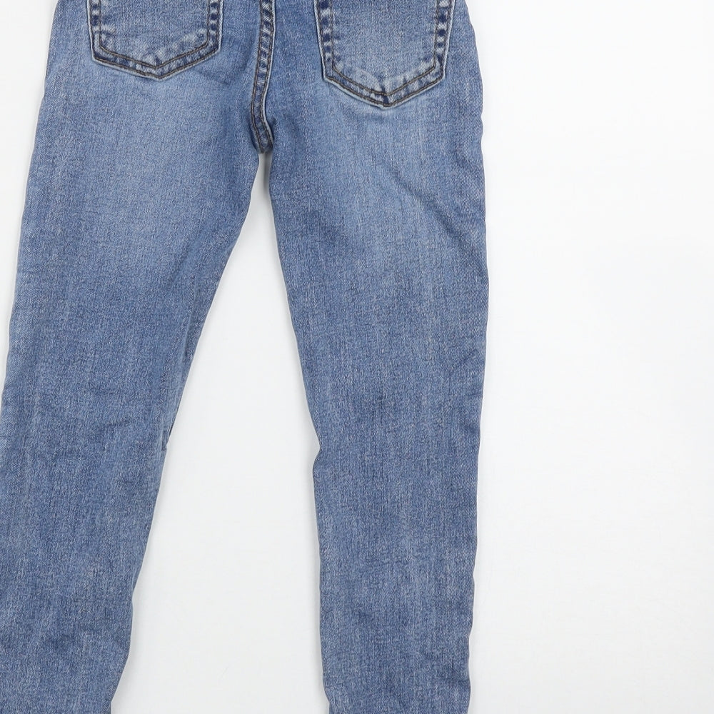 Denim & Co. Girls Blue  Cotton Skinny Jeans Size 6-7 Years  Regular Button