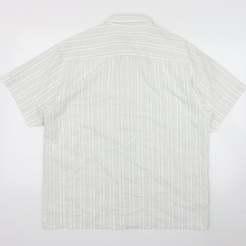Taylor & Wright Mens White Striped Modal  Button-Up Size L Collared