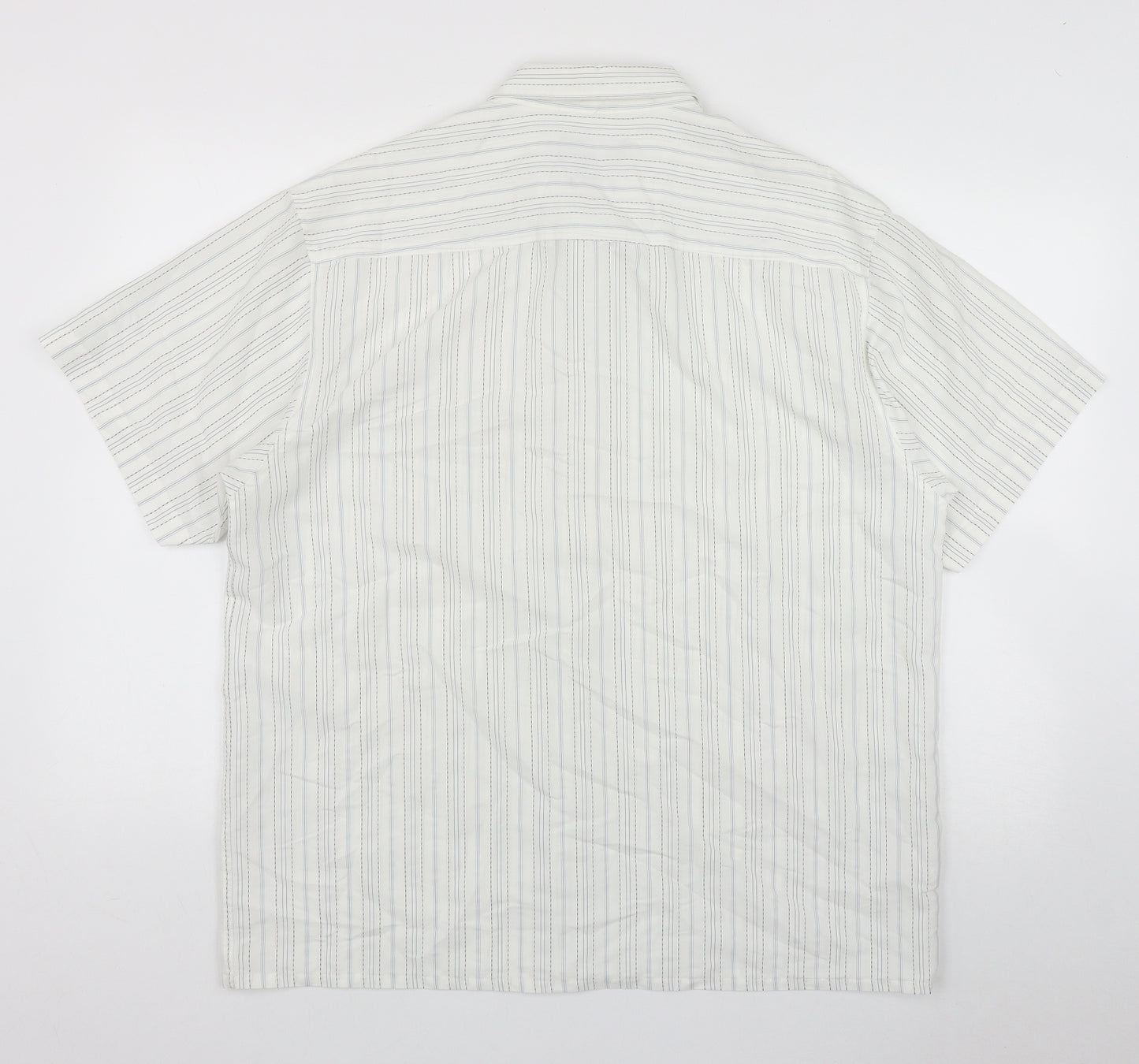 Taylor & Wright Mens White Striped Modal  Button-Up Size L Collared