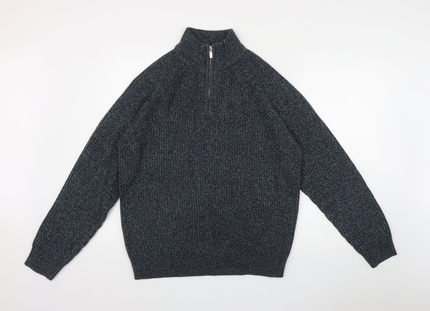 TU Mens Blue High Neck  Acrylic Pullover Jumper Size M