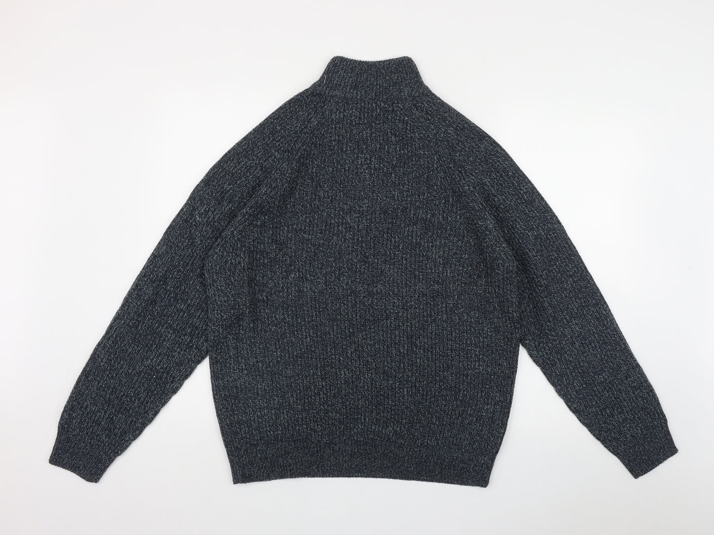 TU Mens Blue High Neck  Acrylic Pullover Jumper Size M