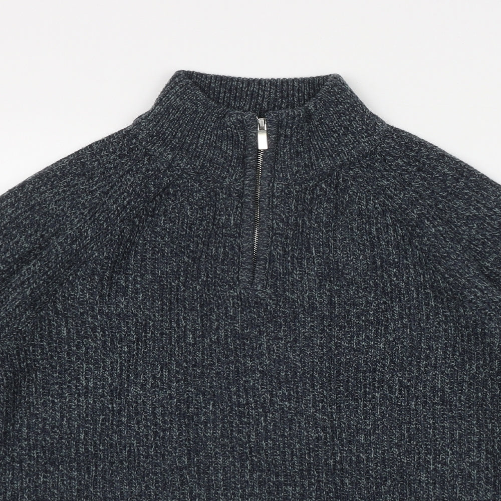 TU Mens Blue High Neck  Acrylic Pullover Jumper Size M
